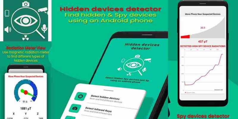 تحتوي الصورة على سكرين شوت من داخل تطبيق Hidden Devices Detector
