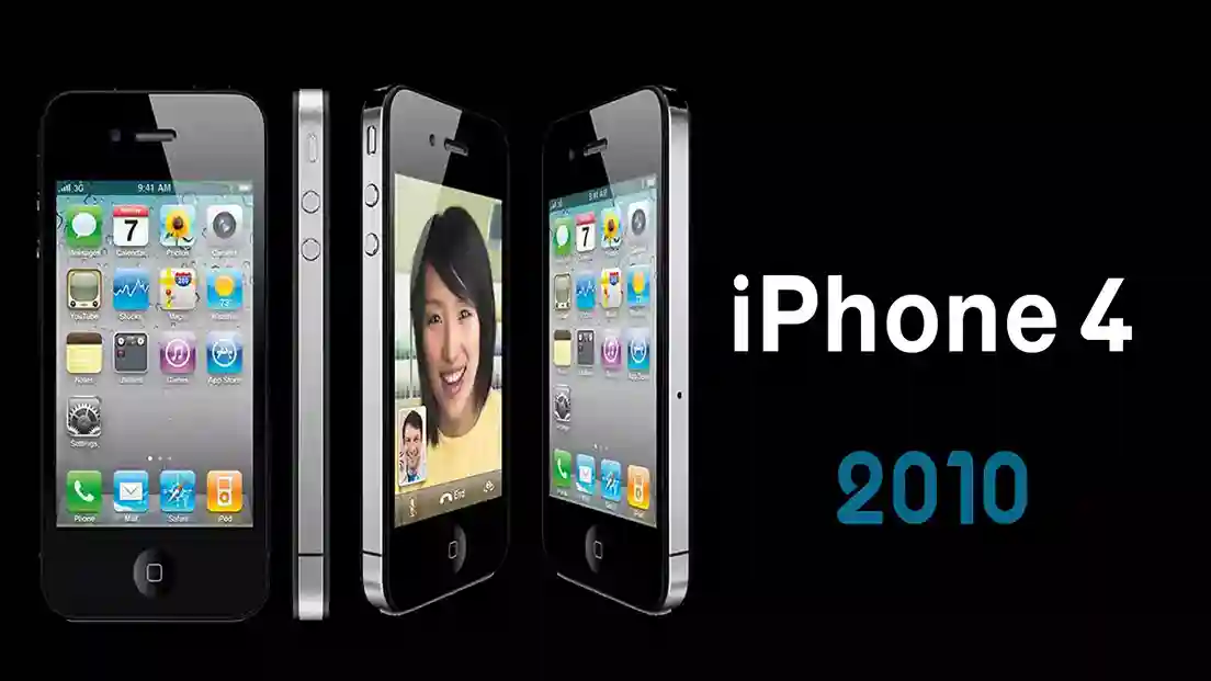 الصورة تحتوي على صورة هاتف iPhone 4 - 2010 وتعرف على جميع انواع الايفون بالترتيب واسعارها مع الصور، والتي تشمل انواع الايفونات بالترتيب بداية من هاتف أيفون 1 وصولاً إلى iPhone 17