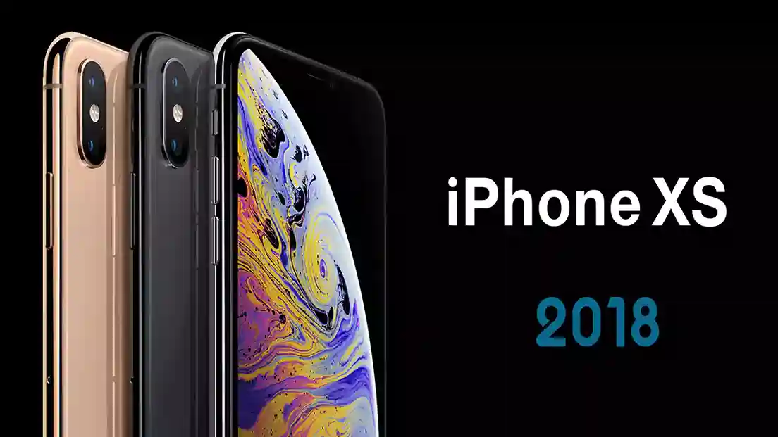 الصورة تحتوي على صورة هاتف iPhone XS - 2018 وأيضاً انواع الايفون بالترتيب واسعارها