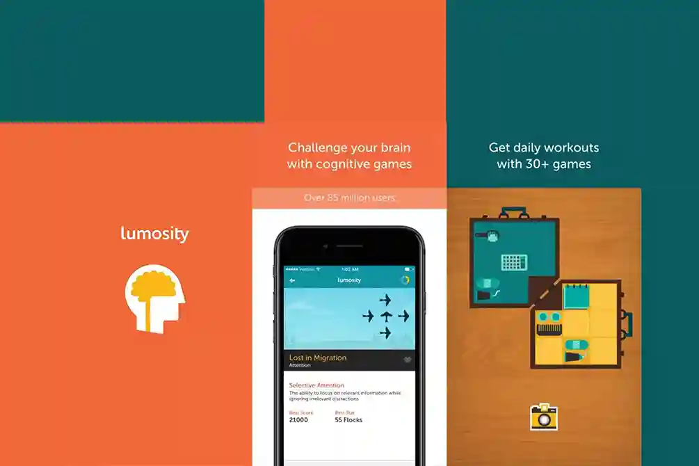 لعبة lumosity و تعرف على قائمة تضم أفضل ألعاب تقوية الذاكرة والتركيز للكبار لأنظمة تشغيل الأندرويد والأيقون لتختار من الألعاب الذهنية لتمرين العقل وتقوية الذاكرة المناسبة لك