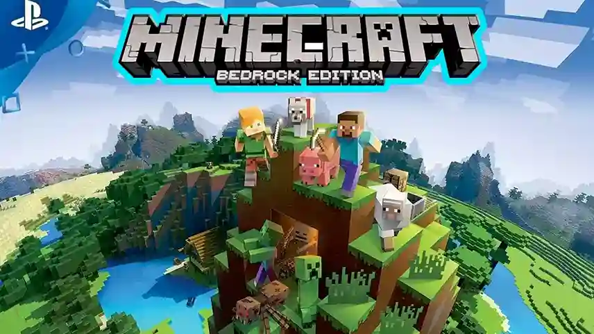 هذه الصورة عبارة عن صورة لعالم Minecraft الكرتوني مع شخصية اللاعب تبني مبنى باستخدام المكعبات
