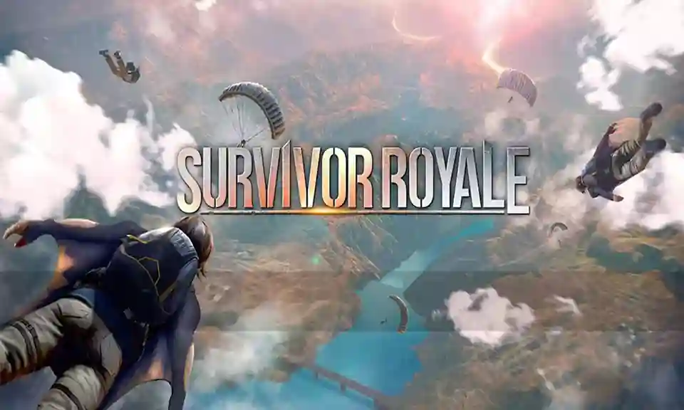 لقطة قتال من لعبة Survivor Royale لعدة لاعبين يشتبكون داخل منطقة خضراء وتحت المطر