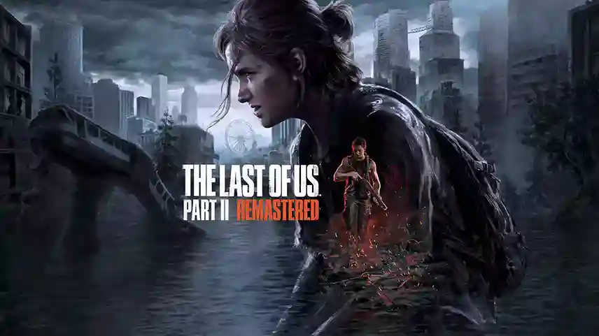 هذه الصورة عبارة عن مشهد سينمائي من لعبة The Last of Us Part II يُظهر إيلي في بيئة ما بعد الكارثة