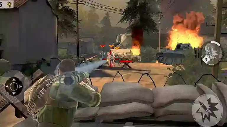 مشهد من لعبة Brothers in Arms 3 أثناء معركة في الحرب العالمية الثانية بدون نت