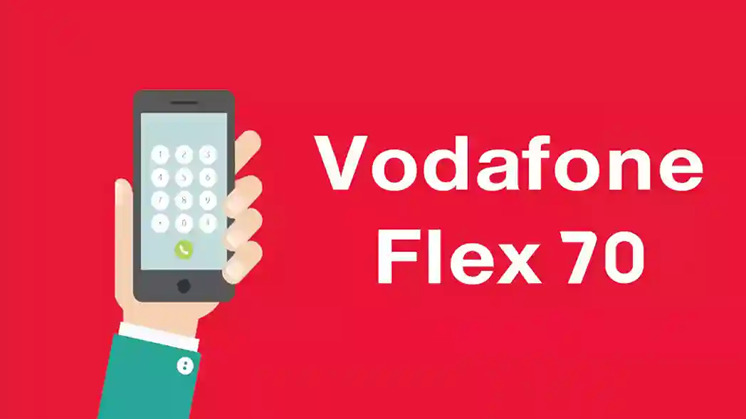الصورة تحتوى على كلمة فودافون Vodafone Flex 70 وتعرف على سعر باقة فليكس 70 من فودافون وتفاصيلها الكاملة من عدد الوحدات وطريقة الاشتراك والتجديد عبر كود تجديد باقة فودافون وكيفية إلغاء الباقة وسعر باقة فليكس 70