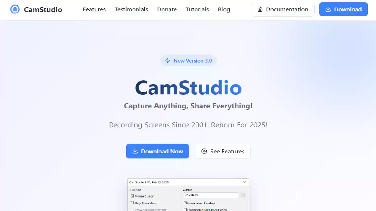 برنامج CamStudio لتسجيل الشاشة صوت وصورة