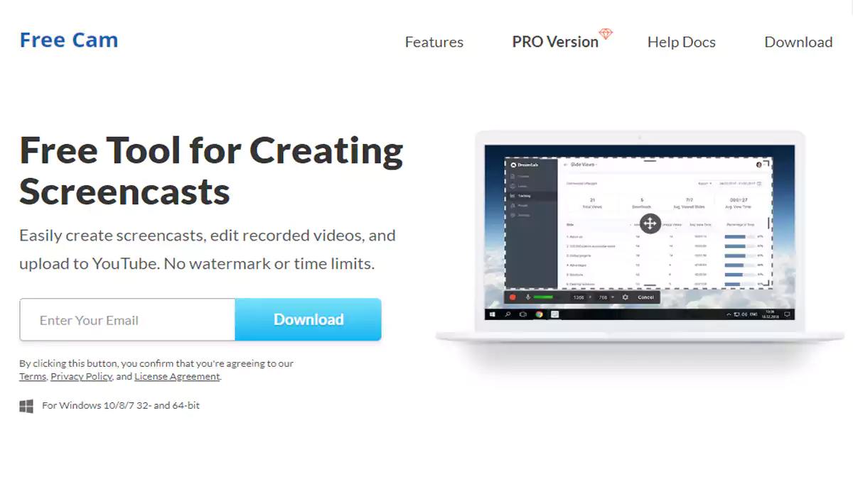 برنامج Free Cam لتسجيل الشاشة صوت وصورة مجانًا
