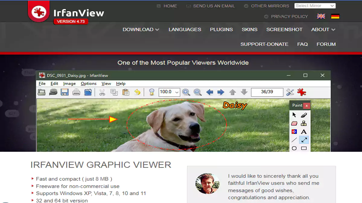 IrfanView برنامج مجاني لتحويل الصور إلى PDF بسهولة.