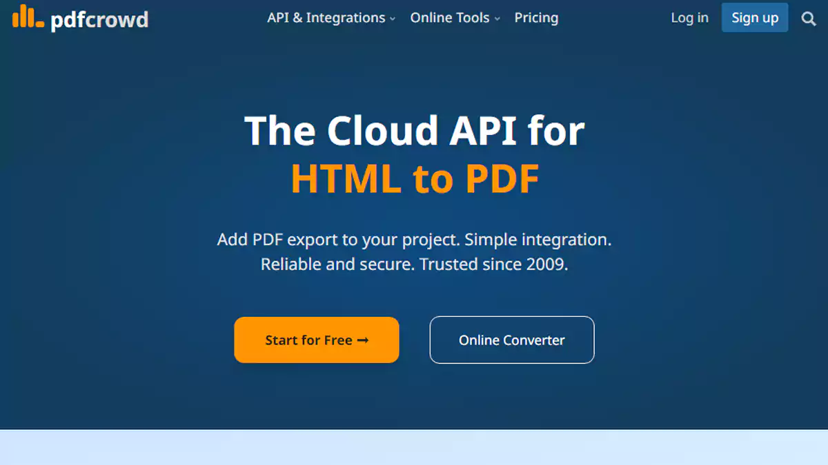 تحويل صفحة ويب طويلة إلى PDF أون لاين باستخدام موقع PDFCrowd على الهاتف.