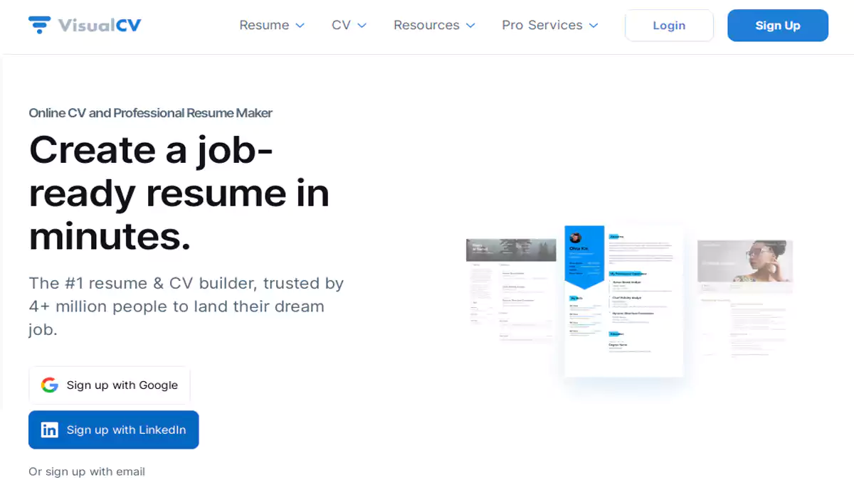 VisualCV برنامج عمل CV احترافي