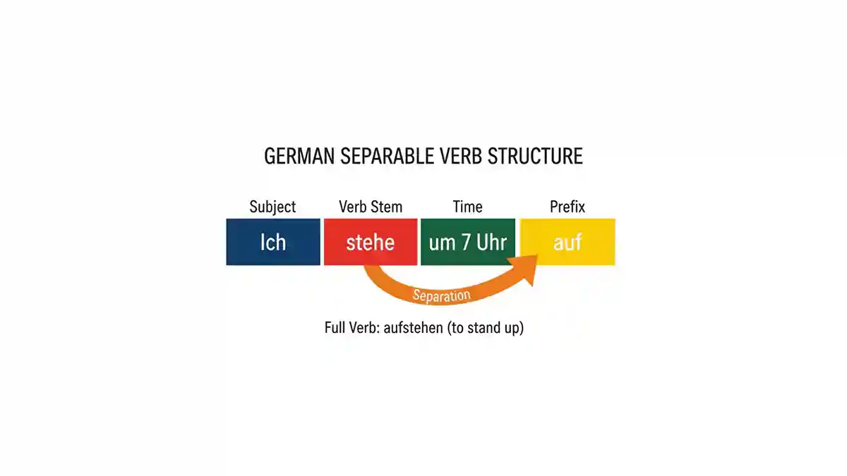 صورة للأفعال المنفصلة في اللغة الألمانية