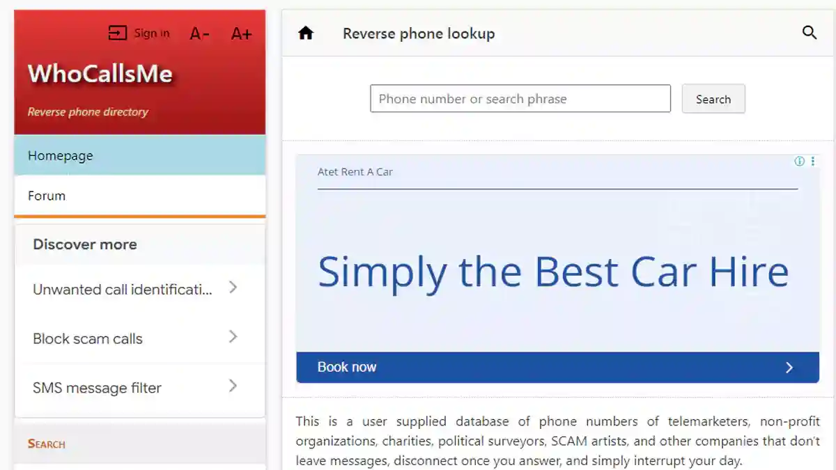 عرض تعليقات المستخدمين على رقم هاتف مجهول في موقع WhoCallsMe لمعرفة ما إذا كان الرقم مزعجًا أو احتياليًا