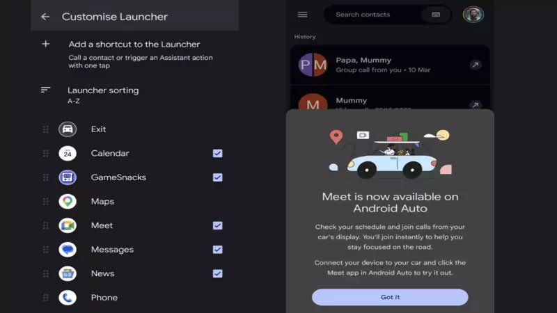 تطبيق Google Meet مفتوح على نظام أندرويد أوتو ضمن خبر جوجل تطلق تطبيق Meet رسمياً على نظام Android Auto للسيارات