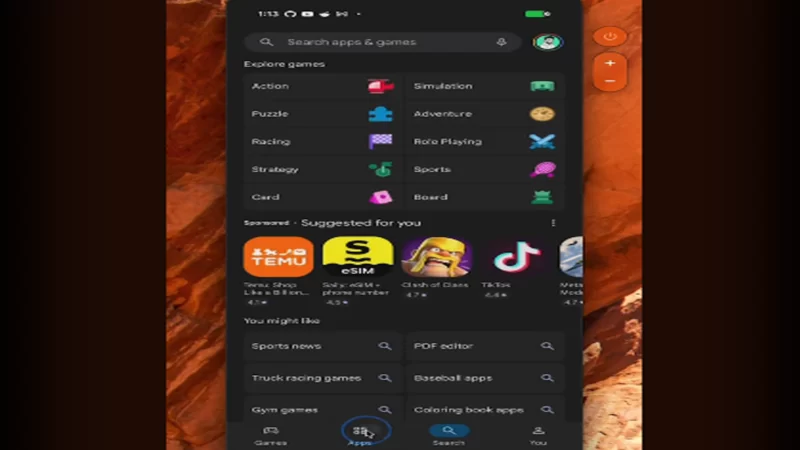 سكرين من داخل متجر جوجل بلاي تستعرض ميزة Google Play Labs