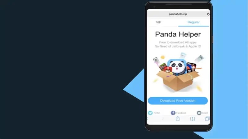 الصورة تتضمن متجر التطبيقات الصيني Panda Helper مفتوح على أحد الهواتف وتعرف على خطوات تحميل متجر بندا Panda Helper لأجهزة Android (APK) و لأجهزة iPhone لتحميل التطبيقات والالعاب مثل فورت نايت ومميزات تنزيل تطبيق باندا VPN أو برنامج باندا