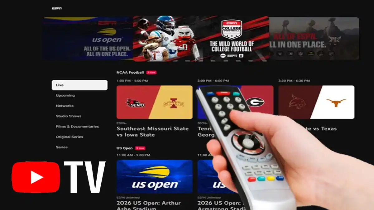 يوتيوب يُعلن دمج خدمة ESPN داخل YouTube TV لمشاهدة القنوات الرياضية مباشرة على التلفزيون