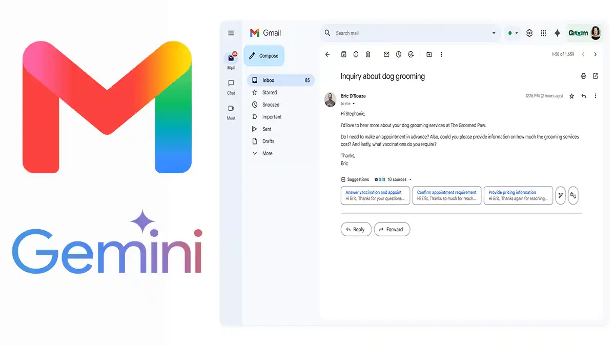 جوجل تُعلن إكتمال إطلاق ميزة الردود على البريد الوارد المدعومة بتقنية Gemini في Gmail